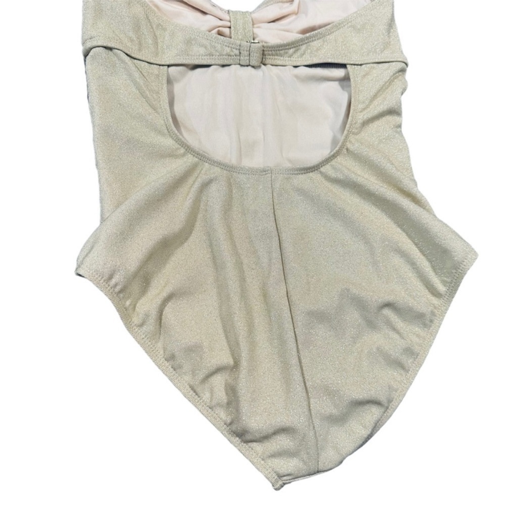 St. John’s Swim Goddess Bandeau Strapless one-piece swimsuit gold shimmer Sze 10 - Picture 7 of 11